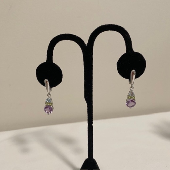 925 Silver Natural Topaz Amethyst Peridot Gemstones Jewelry Set - Picture 2 of 7